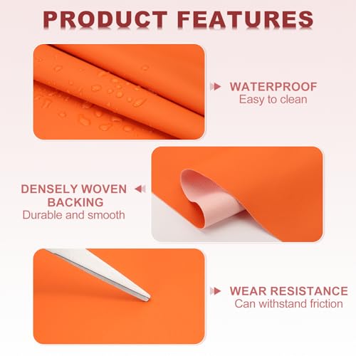 PATIKIL 63x39.4in Faux Leather Sheets, Faux Leather Fabric Sheets Vinyl Fabric Synthetic Soft Waterproof PU for Replacement Upholstery Car Furniture Sofa Boat Marine, Orange Red - color: Orange Red