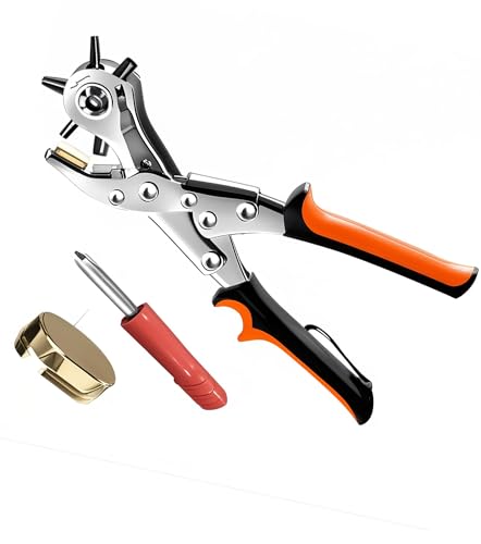 Belt Hole Puncher for Leather,3 Round,2 Flat,1 Oval,Labor-Saving,Sharp,Fully Polished.