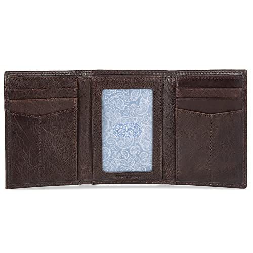 Eddie Bauer Men Signature Trifold Wallet - color: Leather Logo - Brown