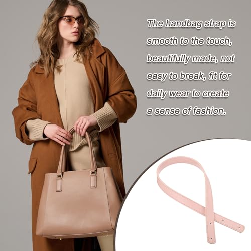 MECCANIXITY 2pcs 24 Inch (60cm) PU Leather Purse Handle, Sew On Shoulder Purse Straps Handbag Belt Band Bag Handle Bag Strap Replacement for Wallet Tote Making, Pink - color: Pink, size: 24 Inch