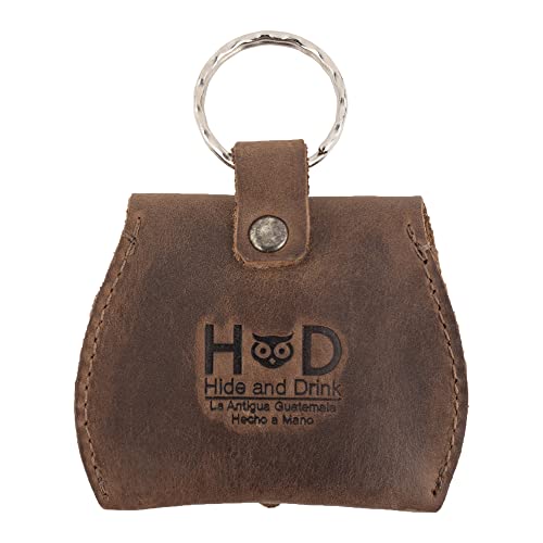 Hide & Drink, Tiny Purse Keychain Handmade from Full Grain Leather, Key Ring Pouch, Mini Bag, Cute Accessories :: Bourbon Brown - color: Bourbon Brown