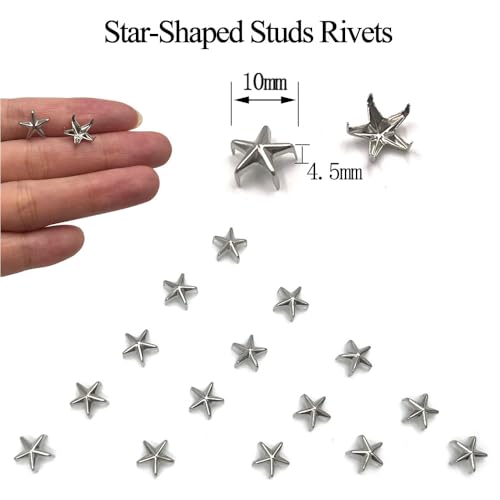 Honigo 90pcs Star-Shaped Studs Rivets Mixed Color Metal Solid Brass 10mm 5 Prongs Spikes Spots for Leather Craft Clothes Belt Bag Shoes Decorations Totes DIY Craft Gun Silver Bronze - color: Gun Silver Bronze, size: Gun Silver Bronze 10MM