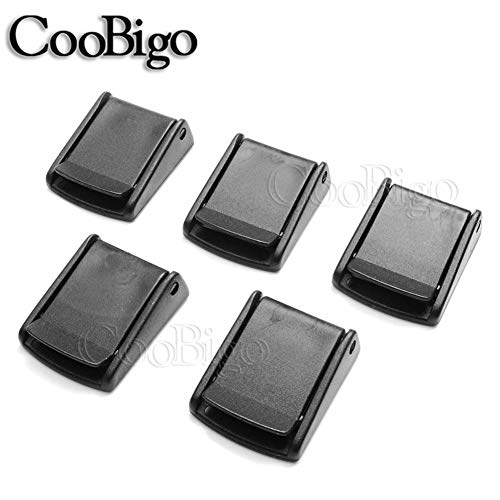 CooBigo 5pcs Webbing Cam Buckles Plastic Black Toggle Clip Backpack Straps - color: 1 Inch
