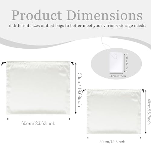 P Pothuiny 2 Pcs Satin Dust Bags for Handbags - color: Ivory White