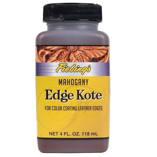 Fiebing's Edge Kote (4oz, Mahogany) - Leather Edge Paint for Shoes, Furniture, Purses, Couches, Belts - Flexible, Water Resistant, Semi Gloss Color Coating Leather Dye to Protect Natural Edges - color: Mahogany