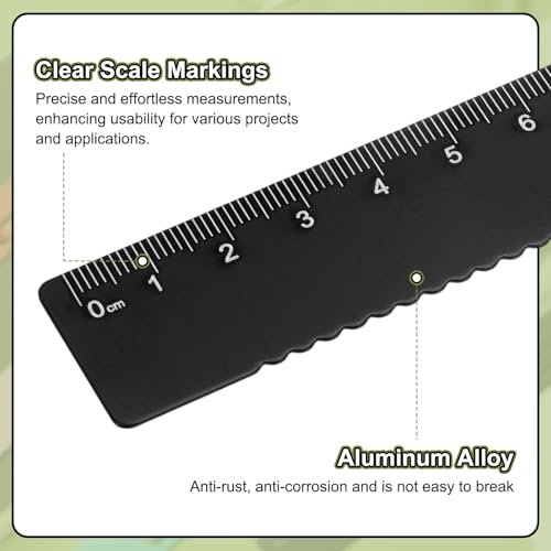 HARFINGTON 3pcs Straight Ruler 15cm Metric Metal Aluminum Alloy Measuring Bookmark Clip Ruler Scale Tool for Measure Study Reading Classroom Office, Black - color: Black, size: 15cm