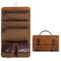 KomalC Premium Buffalo Leather Hanging Toiletry Bag Travel Dopp Kit - color: Yellow Tan