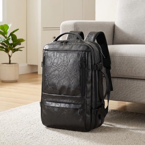 Carry On Backpack, 40L Expandable Travel Backpack, Black | Airline Approved, Laptop Compartment, Water Resistant, Business Travel Bags, Men Women Weekend Trip - color: Black
