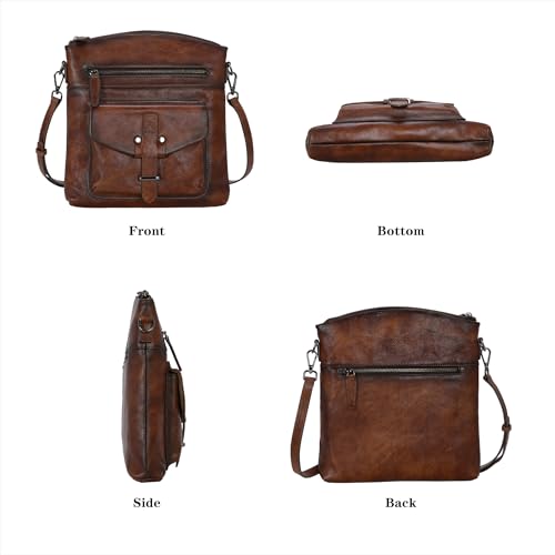 HESHE Leather Crossbody Bags for Women Shoulder Handbags Satchel Purse | Spacious Medium Crossover Shoulder Purse with Adjustable Sling Straps Lightweight Hobo Bags for Work,Travel and Daily Use - color: Coffee