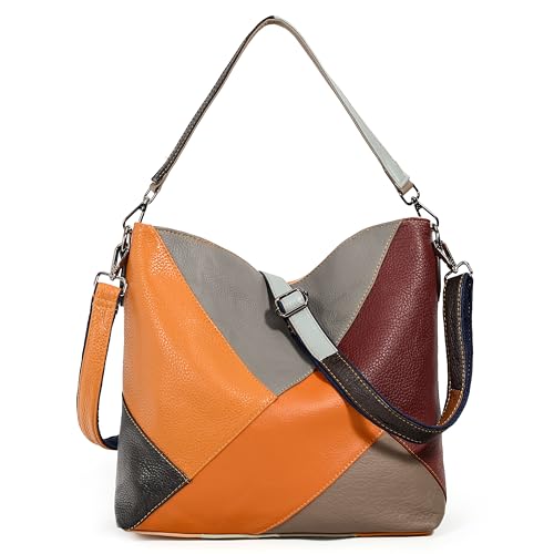 YALUXE Women's Real Leather Shoulder Bags Hobo Handbags Purse Crossbody Bag - color: Z7 Multicolored 2