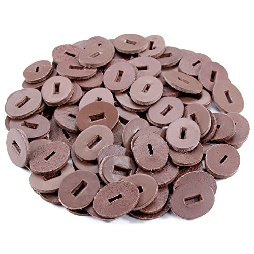 Cowhide Leather Handle Washers - Oval Shape - (1.30 x 1.00 x .125) - (Brown) - USA Made - (for Knife Making & Hobby) - (100 Pack) - color: (Brown)(100 Pack)