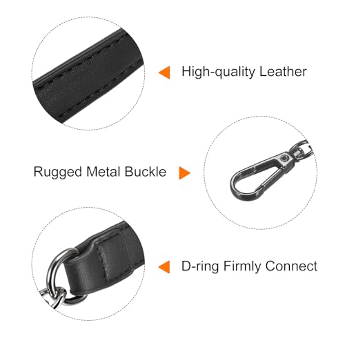 uxcell Purse Chain Strap, 39" Leather Iron Flat Chain Strap Handbag Chains Purse Handles Shoulder Replacement Strap (Black Strap Grey Chain) - color: Black, Grey, size: 39"