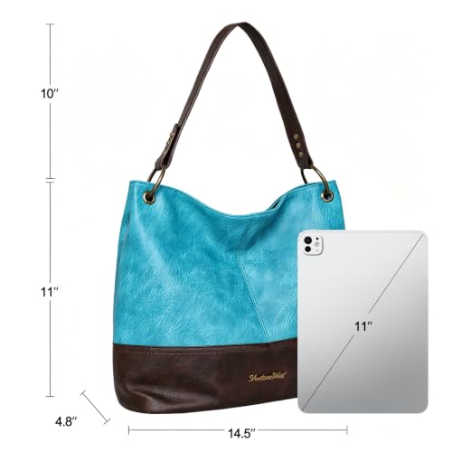Purses for Women Hobo Bags Slouchy Shoulder Bag Tote Handbags | Stylish for Everyday Use, Zip-top Closure, Back Anti-theft Pocket, 3 Inner Pockets, Comfortable Wide Strap for Dating Errands - color: *Turquoise