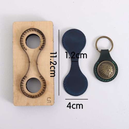 Leather Keychain Cutting Die Steel Rule Die Cutter Mold, DIY Key Fob Cutting Template with Stitching Holes, Handmade Leather Craft Tool for Key Ring Pendant, Bag Charm, Wallet Accessories - color: Leather Keychain Cutting Die