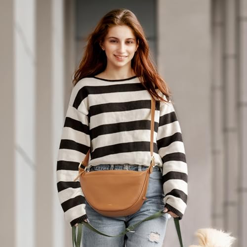 Kattee Leather Crossbody Purses for Women, Small Sling Bag, Women's Shoulder Handbags with Adjustable Strap - color: Brown