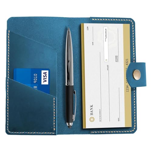 Leather checkbook holder, Checkbook cover handmade, For Women and Men, Christmas gifts (Brown) - color: Brown