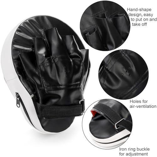 WUWEOT 2-in-1 Punching Mitts Kick Pack Set, Boxing Mitts Focus Pads and Taewondo Kick Pad, Adjustable Soft Shield Durable Training Pads Set for Boxing, Kickboxing, Karate, Muay Thai, MMA Training