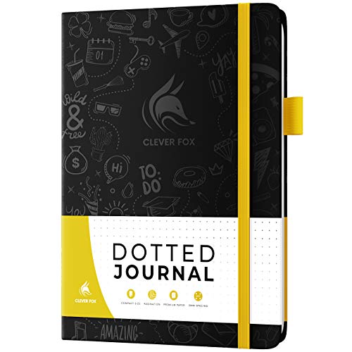 Clever Fox Dotted Journal, Blank A5 Notebook, Project Planner, Black - color: Black