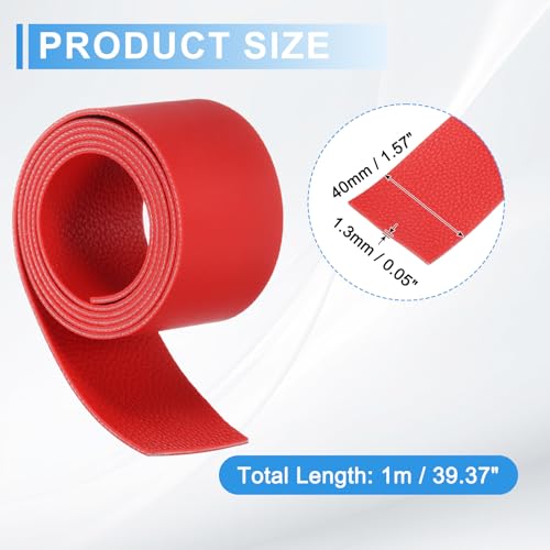 uxcell Leather Straps, 1.6 Inch Wide 39 Inch Long Soft Flat Leather Strips Cord for Craft Projects Tooling Belt Bag Making, Red - color: Red, size: 1.6 Inch Wide 39 Inch Long