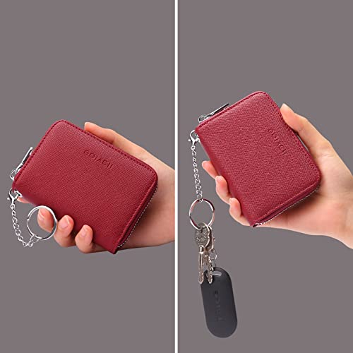 GOIACII Wallets for Women RFID Blocking Ultra Slim Real Leather Credit Card Holder Clutch - color: Z-Red