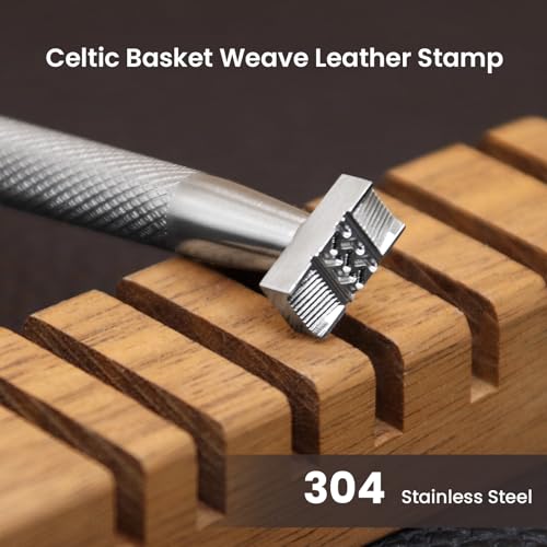 Celtic Basket Weave Leather Stamp Leathercraft Stamping Tool 304 Stainless Steel Geometric Pattern for DIY Carving