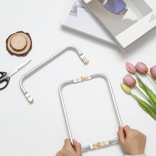 Mormchlots 2Pcs 10 Inch Metal Purse Frame | Rectangle Lock Frame Purse Hardware Kiss Lock Clasp Bag Frame, U-Shaped Handle for DIY Bag Making/Sewing Clutch Crafts - size: 10inch