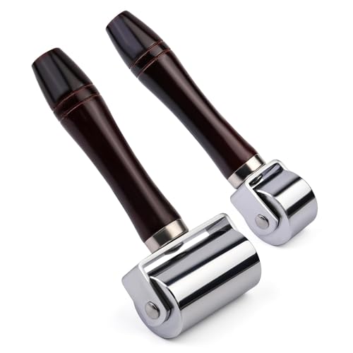 Mnuizu 26 mm+ 60mm Leather Press Edge Roller, Brayer Rollers for Crafting | Black Wooden Handle Leather Rolling Craft Roller, Seam Roller for Leather Craft - color: Black, size: 26mm+60mm
