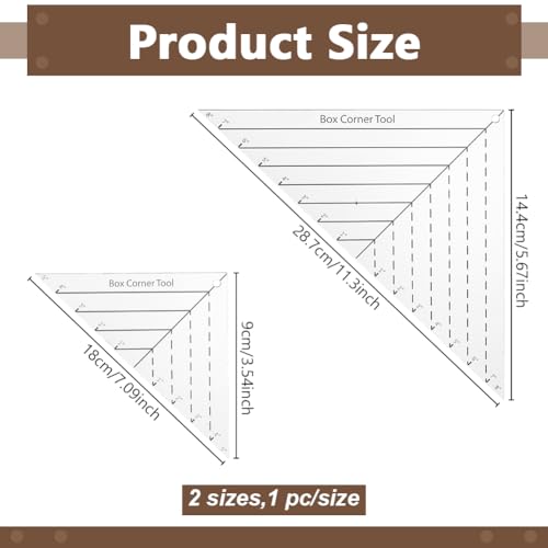 INFUNLY 2pcs Boxed Corner Template Half-Square Triangles 2 Size Acrylic Cutting Corners Template 1"-5"/1"-8" Clear Quilting Box Corner Stencil Ruler Sewing Tools for Accurate Cutting Trimming - style: Triangle