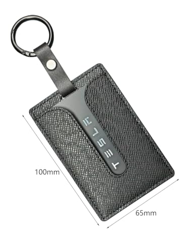 Frins PU Leather Key Card Holder Case Compatible with Tesla Model 3 and Model Y，Key Protector Cover Accessories Including Key Chain