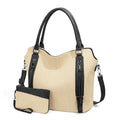 Checkered Tote Bag Large Checkered Purses for Women Plaid Hobo Shoulder Bag Multiple Pockets Tote Handbags - color: E02-black Straw