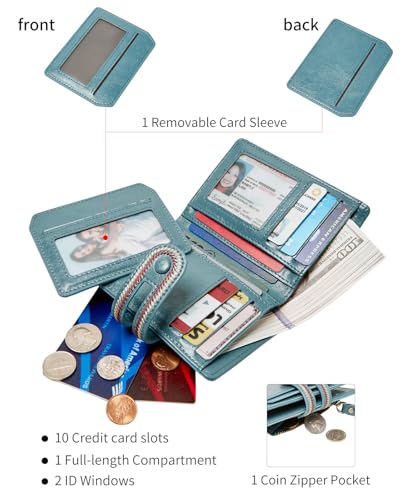 TFKGS Small Wallet for Women Vegan Leather RFID Blocking Bifold Compact Credit Card Holder with Zipper Coin Pocket Blue - color: 3-Blue
