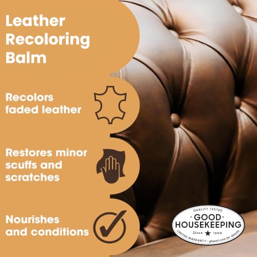Furniture Clinic The Original Leather Recoloring Balm | Medium Brown Leather Dye | Repair Scratched, Faded, & Worn Leather | Restore Your Leather Couches, Sofas, and Furniture | 250 ml / 8.5 fl oz - color: Medium Brown, size: Balm