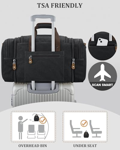 Gonex Duffle Bag for Travel, Expandable 50L Overnight Weekender Gym Bag | Water-Resistant Canvas, Wet-Dry Pocket, Luggage Sleeve, Carry-On Size, Detachable Strap, Dark Grey - color: Dark Grey, size: Large-50L