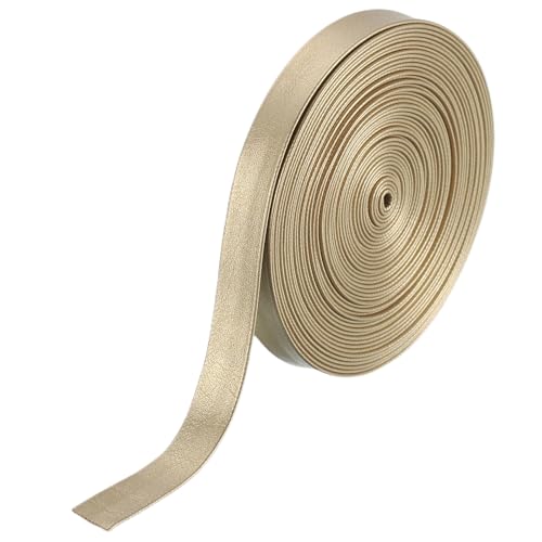 uxcell 5 Yard 10mm PU Faux Leather Strips, Fold Over Leather Strap Roll Double Sided Faux Supplies for DIY Craft Projects, Gold - color: Gold, size: 10mm