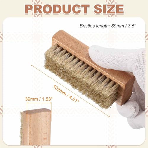 HARFINGTON Shoe Cleaning Brush 4"x2" Beech Wood Pig Bristle Boot Polish Brushes for Leather Shoes Boots Cloth Cleaner, Gray Brown Wood - color: Gray Brown Wood