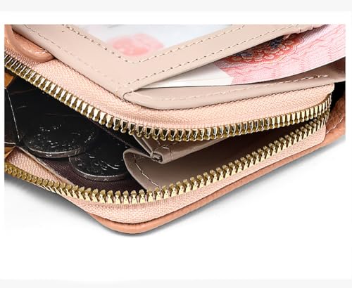 Women's Soft Lychee Grain PU Leather Short Wallet, Snap Button Multi Card Slots Zipper Coin Pocket, Portable Daily Small Purse for Cash Cards Lipstick - Grey - color: Lychee Grain-Grey