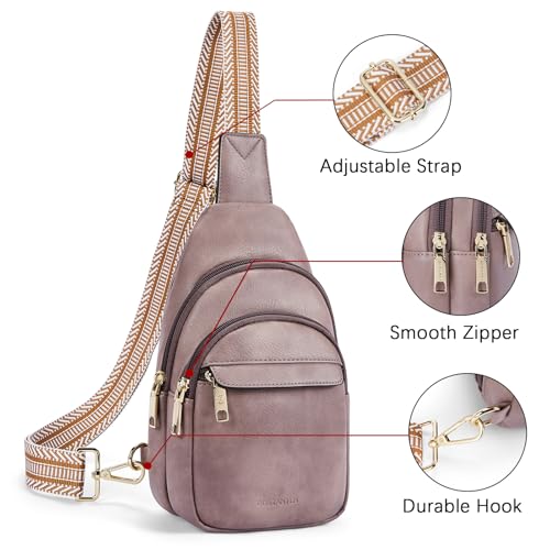 BOSTANTEN Sling Bag for Women Leather Crossbody Bags Fanny Pack Chest Bag for Travel - color: A-purple