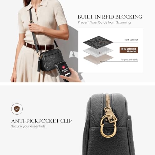 befen Anti-theft Crossbody Bag for Women Genuine Leather, Small Cross Body Shoulder Handbags with RFID Card Slots - color: Z#black