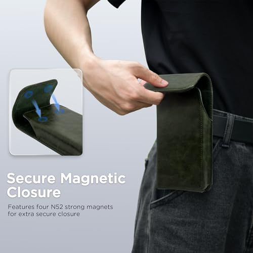 Holster for Galaxy S25 Ultra S24 Ultra S23 Ultra 5G Note 20 Ultra 5G Note 10+ Plus 5G, Premium Leather Pouch with Belt Clip Phone Holster Belt Case, Green -XL - color: Green, size: X-Large