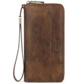 Leather Wallet Women,RFID Blocking Wristlet Wallet(khaki) | Large Capacity Design With 12 Credit Card Slots,Zip Coin Pocket,Cash Pocket,Detachable Wristlet,Daily Shopping Travel Wallet - color: a5-khaki