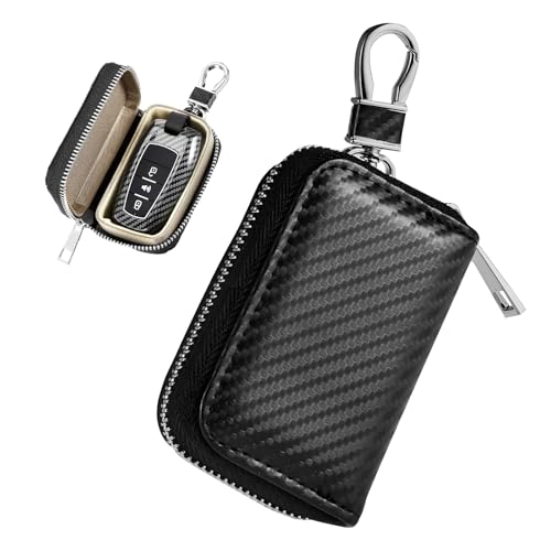 Sun Walker Faraday Bag for Car Keys, Anti-Theft Carbon Fiber Key Fob Protector Box with Zipper, Portable RFID Signal Blocking Bag Key Fob Holder for Men Women, Car Accessories