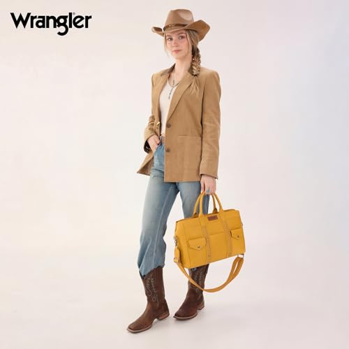 Wrangler Work Tote Bag for Men and Women Business Teacher Bag Large Capacity Briefcase Handbag with Adjustable Strap - color: Yellow