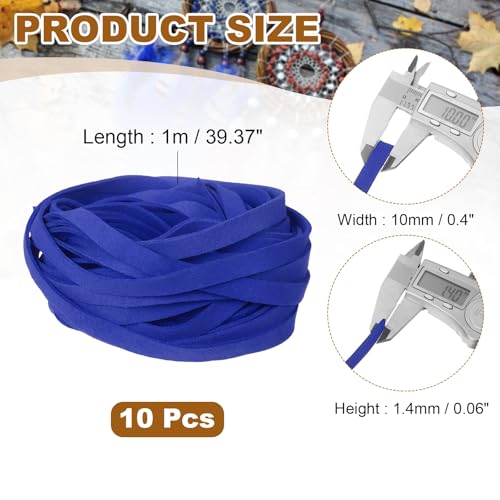uxcell 10Pcs 1 Yard 10mm Wide Flat Leather String Cord, 1.4mm Thick Craft Suede Strap Braiding Lacing Strips Rope for DIY Leather Crafts Necklace Bracelet Collars Belts, Blue - color: Blue