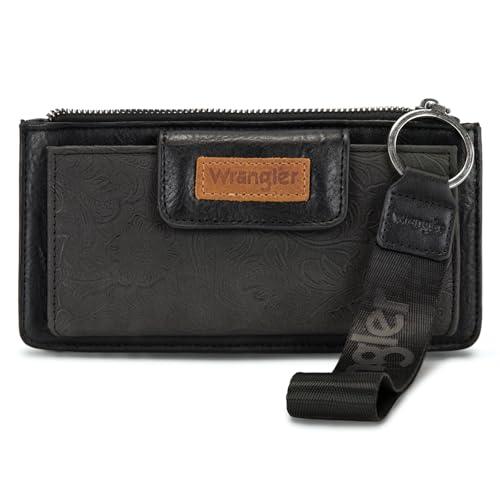 X Wrangler Western Wallet for Women Card Cases & Money Organizers Wristlet Wallet with Zipper Pocket - color: 1-Black