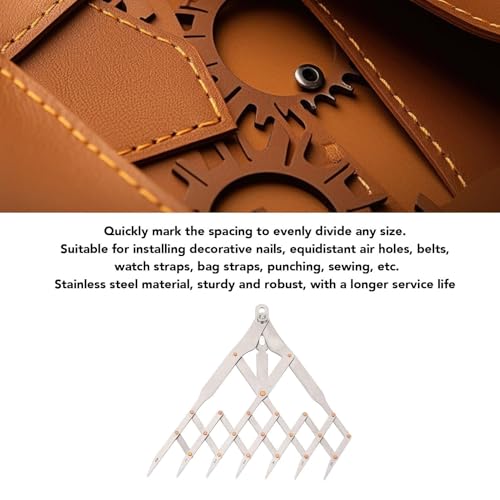Equal Distance Measuring Ruler, Stainless Steel Equidistant Ruler, Equal Space Divider with 5 Teeth (No Lock) or 7 Teeth (with Lock) Leather Belt Sewing Gauge for Craft Pleat Button Spacing Grommet - size: 7 Teeth with Lock Function