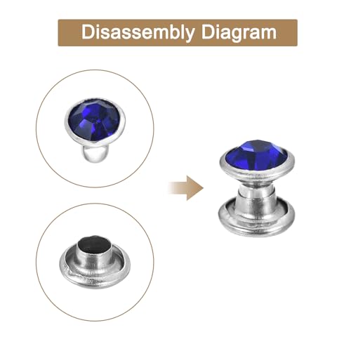 uxcell 60 Sets Rhinestone Rivets, 6mm Leather Rivets Crystal Rivets Stud Rapid Double Cap Rivets for DIY Leather Craft Fabric Clothes Belt Bags, Dark Blue - color: Dark Blue, size: 6mm