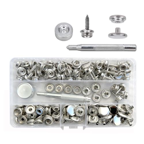 152Pcs Canvas Snap Kit, Marine Grade Stainless Steel, 3/8" Socket