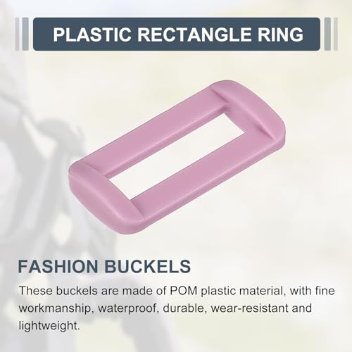 uxcell 16Pcs Plastic Rectangle Ring, Rectangle Slide Buckle, Webbing Belt Buckle Slide Loop for DIY Backpack Purse Strap - color: Light Purple, size: 1 1/4"