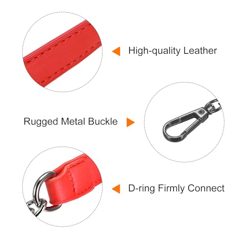 uxcell Purse Chain Strap, 39" Leather Iron Flat Chain Strap Handbag Chains Purse Handles Shoulder Replacement Strap (Red Strap Grey Chain) - color: Red, Grey, size: 39"