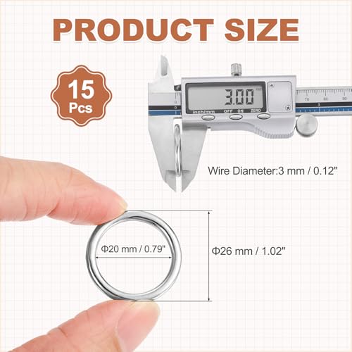 15 Pcs Zinc Alloy O Rings Multi-Purpose O-Ring Welded Buckle Loop Ring (0.8" ID x 0.12" Thick, Silver), Wire for Crafts Macrame Buckle Belts Sewing Decoration - color: Silver, size: 0.8" x 0.12"